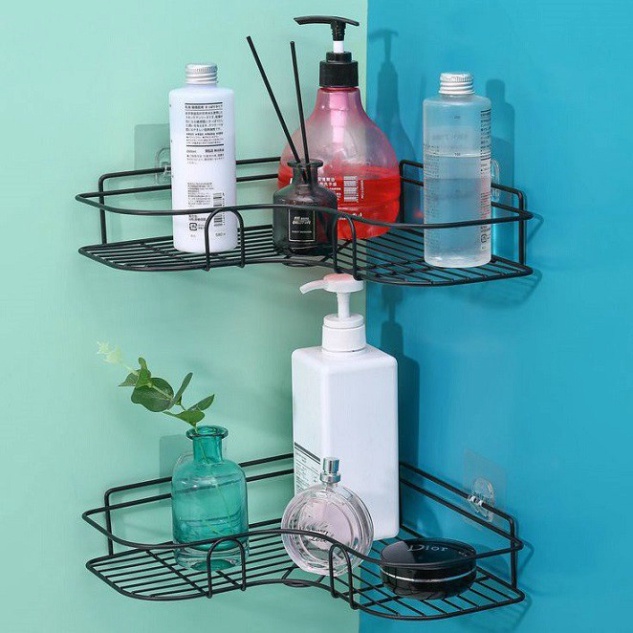 kệ góc dán tường phun sơn tĩnh điện, kệ góc nhà tắm inox dán tường