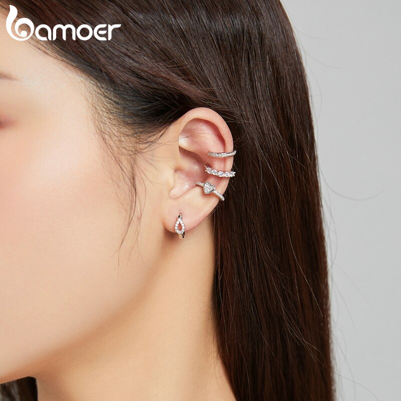 Đôi Khuyên Tai Bamoer Sce1037 Bạc 925 Hình Ngôi Sao 8 Kiểu Có Khóa Thời Trang Cho Phụ Nữ