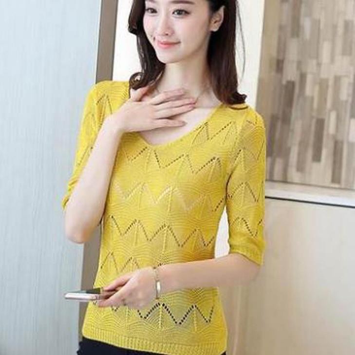 áo len mỏng nữ, cổ v tay lỡ, chất liệu len mềm, kiểu dáng trẻ trung phù hợp mặc mùa xuân hè