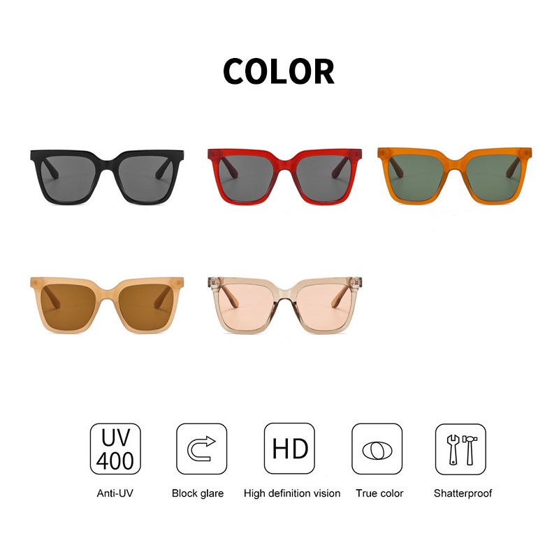 (KIQI-FASHION) COD Kính Mát Gọng Vuông Chống Tia Uv400 Phong Cách Cổ Điển Thời Trang Cho Nam Và Nữ