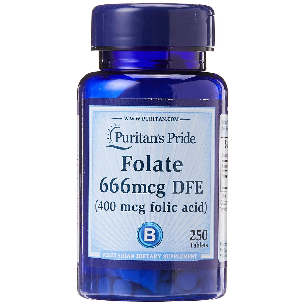 Viên uống ngăn ngừa thiếu máu Puritan's Pride Folic Acid 400mcg 250 viên