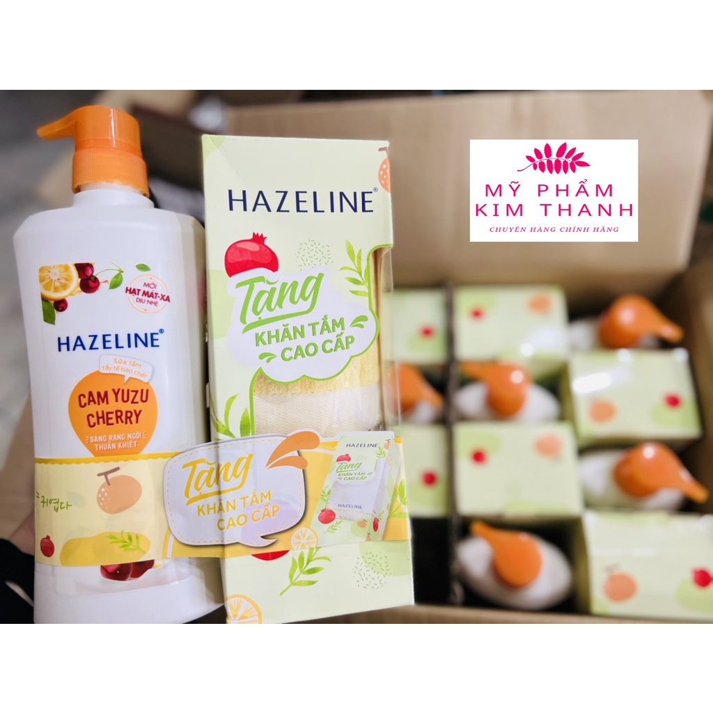 Sữa Tắm Hazeline Tẩy Tế Bào Chết Sáng Da Cam Yuzu Và Cherry (670g) Tặng Khăn