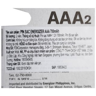 Pin Energizer 700mAh