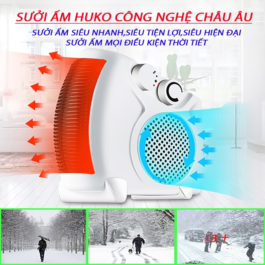 Máy Sưởi Ấm Mini , Quạt Sưởi Ấm 2 Chiều An Toàn Tiết Kiệm Điện