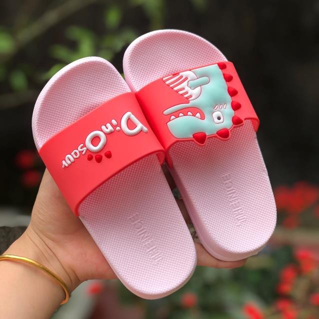 Dép trẻ em quai ngang khủng long  [ẢNH THẬT SHOP CHỤP 100%] , siêu mềm, chống trơn trượt cho bé trai, bé gái