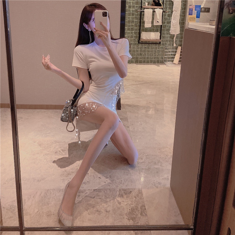 Set Áo Thun Ngắn Tay + Chân Váy Tua Rua Phong Cách Hàn Quốc Dành Cho Nữ