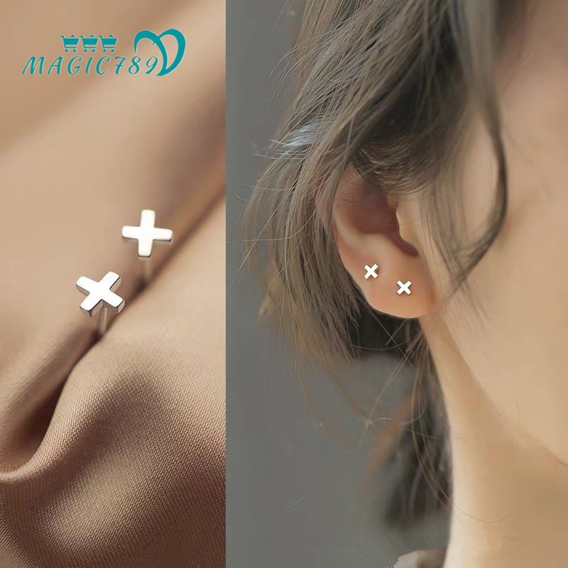 Bông Tai Bạc 925 Hình Thánh Giá Đơn Giản Thời Trang Cho Nữ