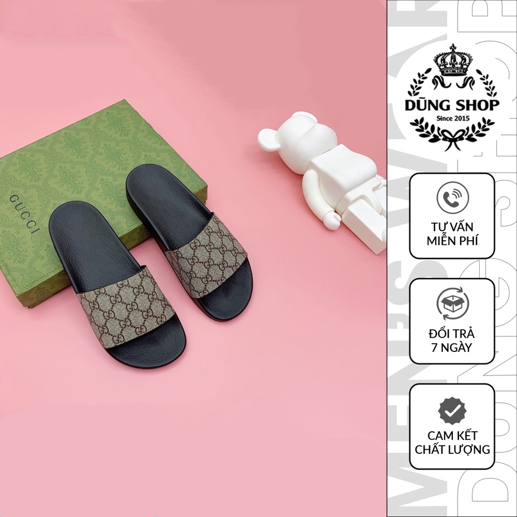 Dép nam quai da hoạ tiết vân dập nổi vàng -T030
