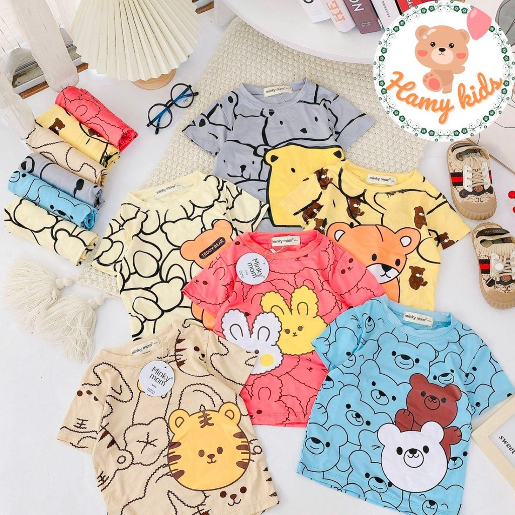 Đồ Bộ MINKY MOM Chính Hãng Tay Cộc Quần Dài Vải Thun Lạnh Bo Chân Cho Bé Trai Bé Gái Từ 0-5 Tuổi Dưới 20kg - Hamykids