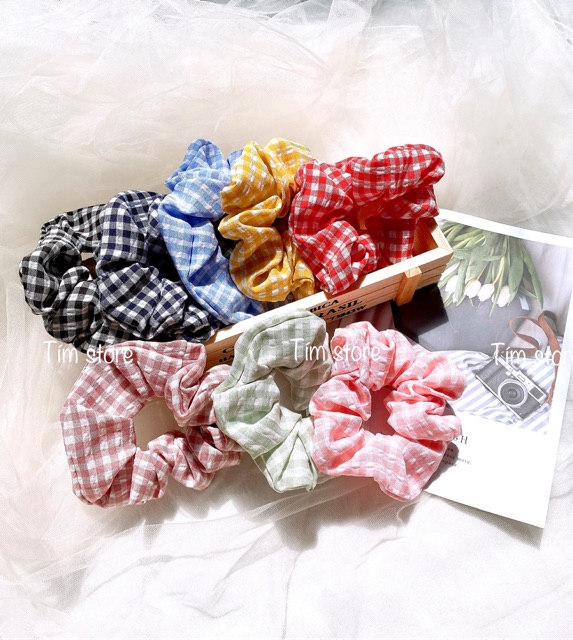 { Ảnh thật} SCRUNCHIES CARO VẢI ĐẸP- CỘT TÓC THỜI TRANG NỮ