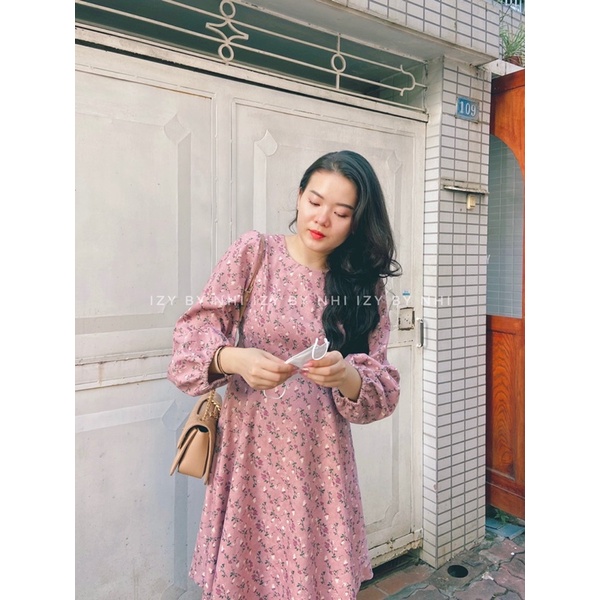 VÁY ĐẦM HOA NHÍ BIGSIZE DÀI TAY CỔ TRÒN VINTAGE - IZYBYNHI | BigBuy360 - bigbuy360.vn