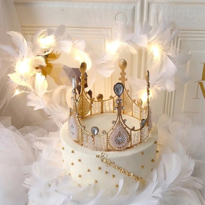 Vương Miện Đính Đá Pha Lê Lấp Lánh Dùng Trang Trí Bánh Kem Sinh Nhật