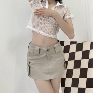 MOODSWINGS - Váy ngắn túi hộp lưng thấp Box Low Rise Skirt
