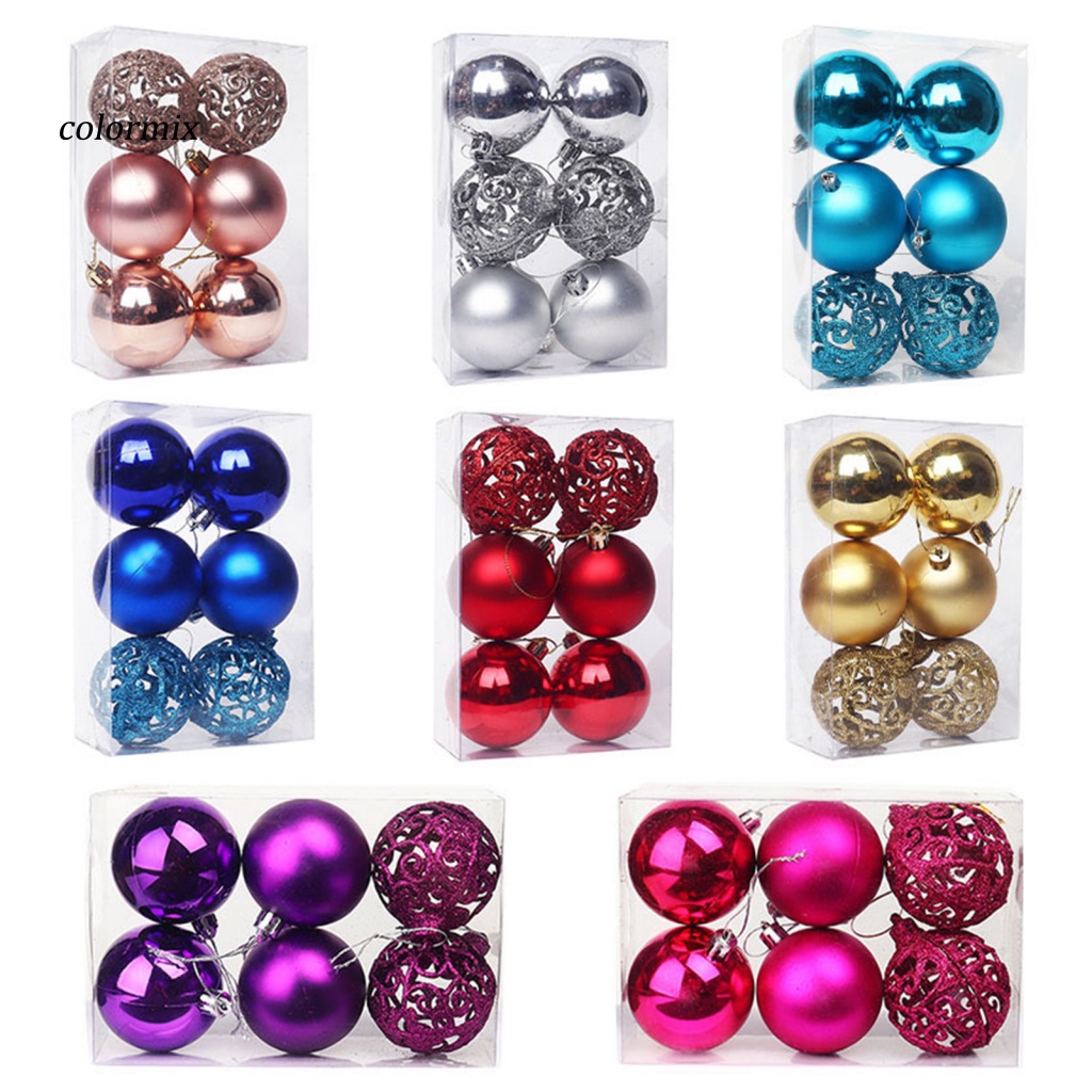 Set 6 Trái Châu Trang Trí Cây Thông Noel Kích Thước 6cm / 8cm