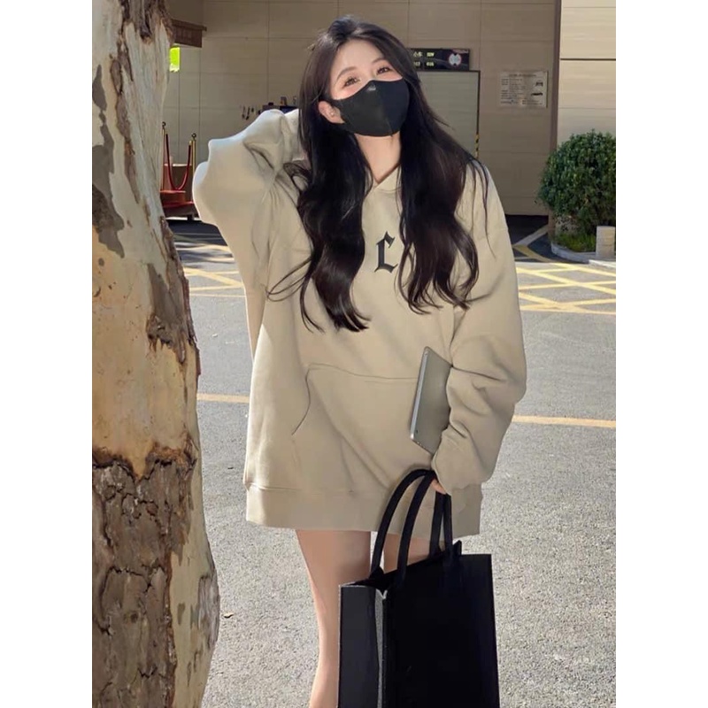 Áo sweater/ hoodie nỉ thêu chữ L form dáng rộng phong cách hàn quốc siêu xinh dành cho nữ