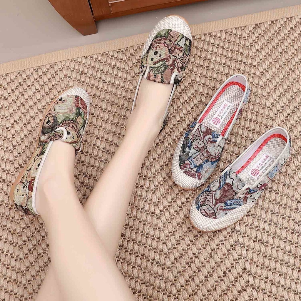 Giày Lười Vải Canvas Đế Mềm Thoáng Khí Thời Trang Cho Nữ