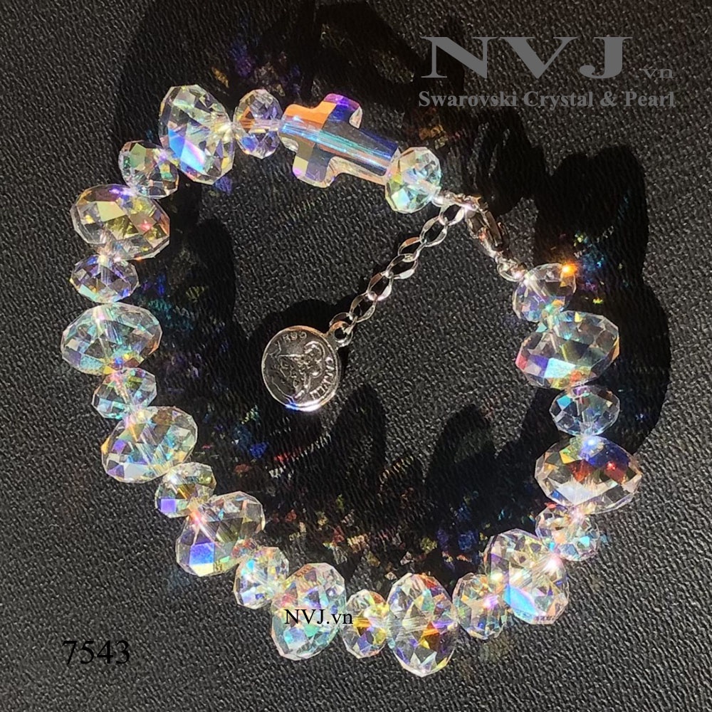 Chuỗi mân côi pha lê Swarovski hạt bánh cam 12ly & 8ly siêu lấp lánh sang trọng 5040 001AB briolette