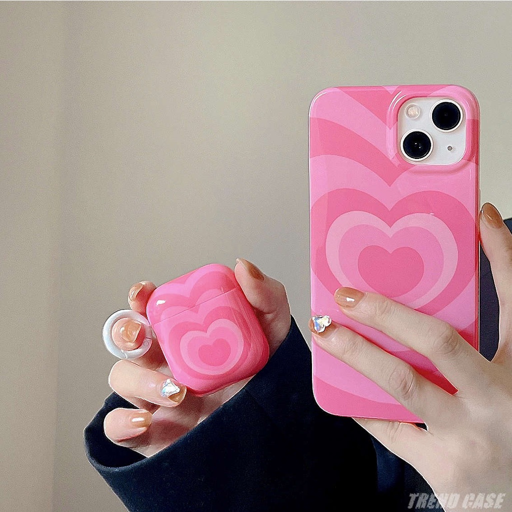 Vỏ Bảo Vệ Hộp Sạc Tai Nghe AirPods 1 2 3 Pro Bluetooth Không Dây Chất Liệu Silicon Hình Trái Tim Màu Hồng Dễ Thương