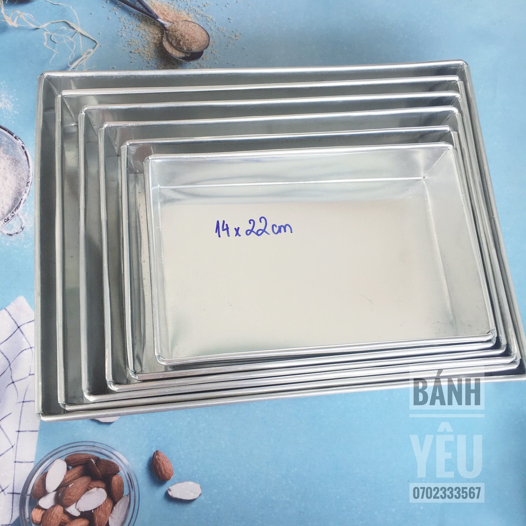 Khuôn Nhôm Chữ Nhật Đế Liền/ Khuôn gò sử dụng nướng bánh, không làm rau câu