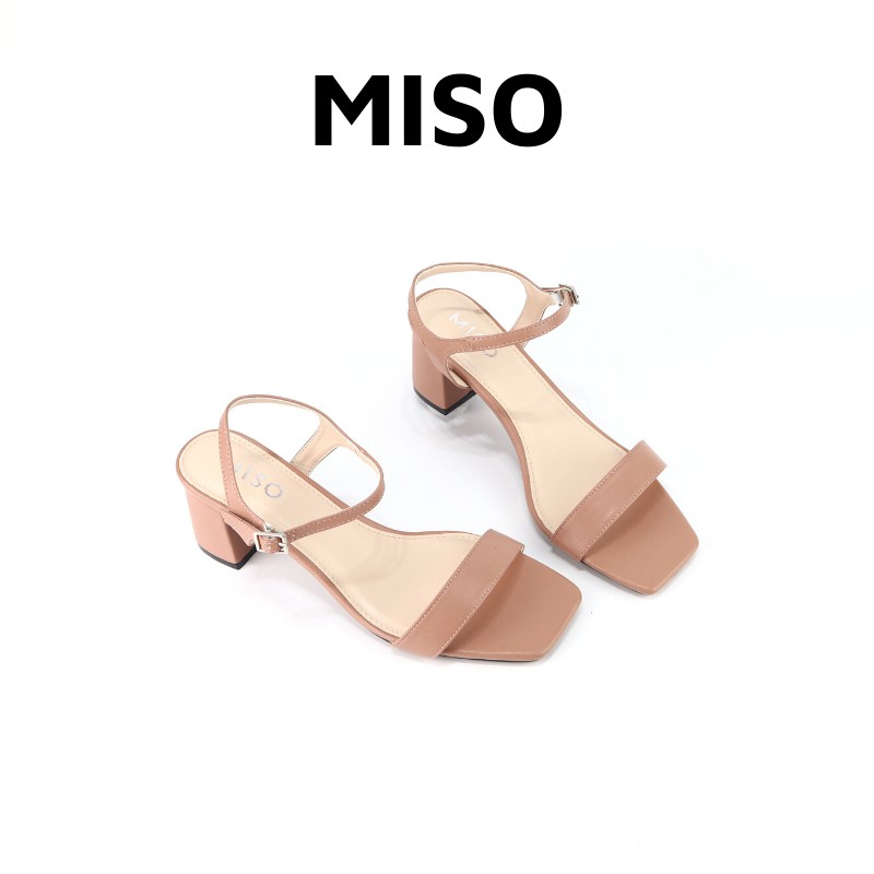 Giày sandal nữ quai ngang basic đơn giản đi làm gót trụ 5cm Miso M023