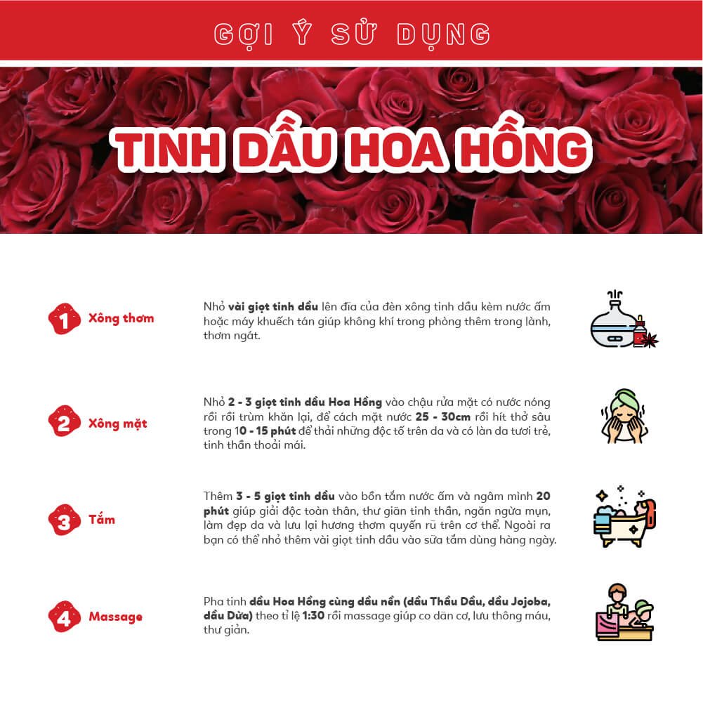 Tinh dầu xông Hoa Hồng Haeva, 100% thiên nhiên, giúp ngủ ngon, thư giãn,làm dịu sự lo lắng, mệt mỏi, Chai 10ml/30ml/100m