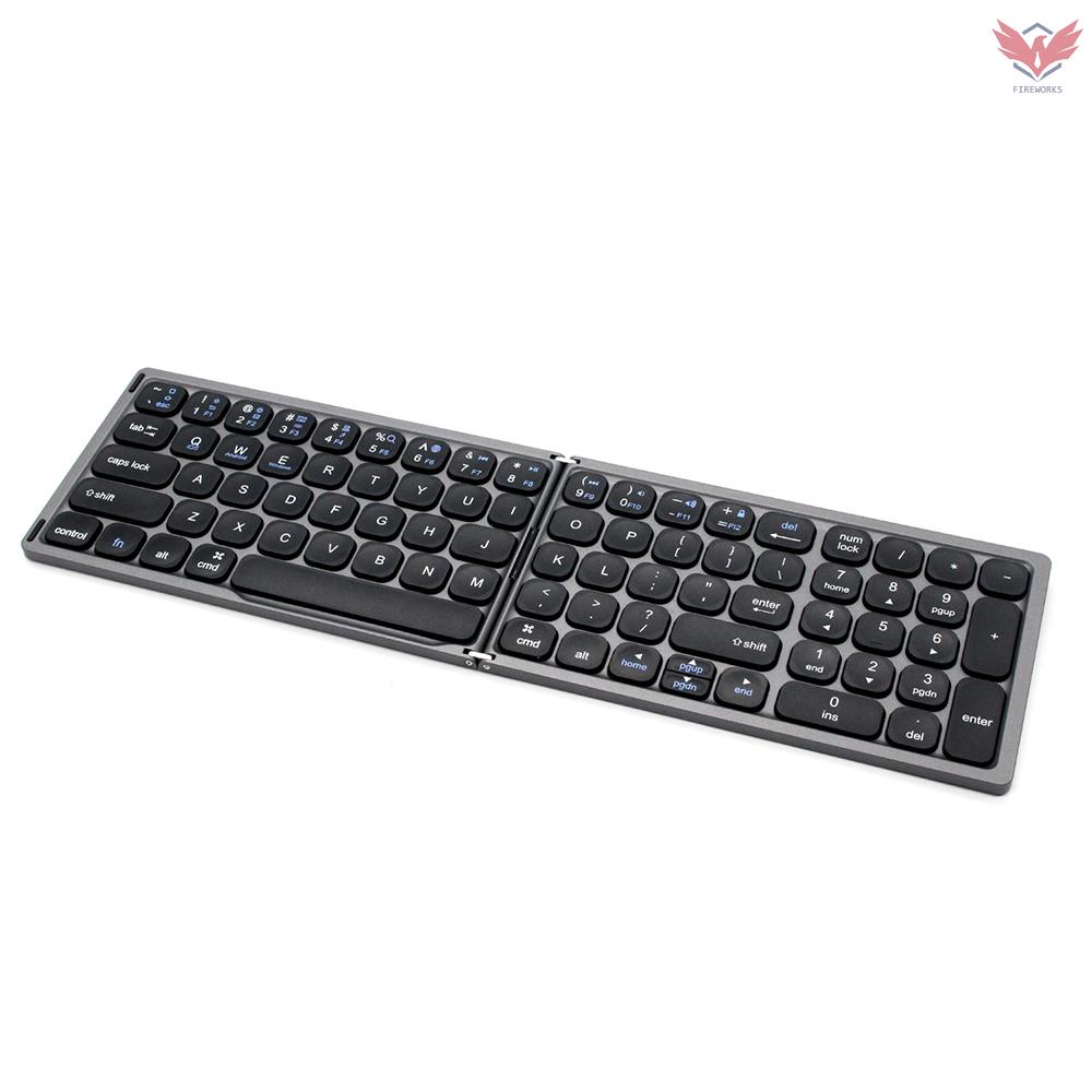 Fir Foldable BT Wireless Keyboard Portable Keyboard Pocket-size Keyboard Support Android Windows IOS Smartphone and Tablet Grey