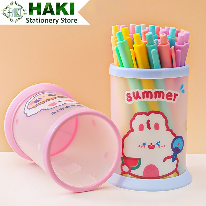 Ống đựng bút để bàn hình tròn HAKI, hộp bút cắm bút đa năng có thể gấp gọn đồ dùng học tập dễ thương cho học sinh OB08