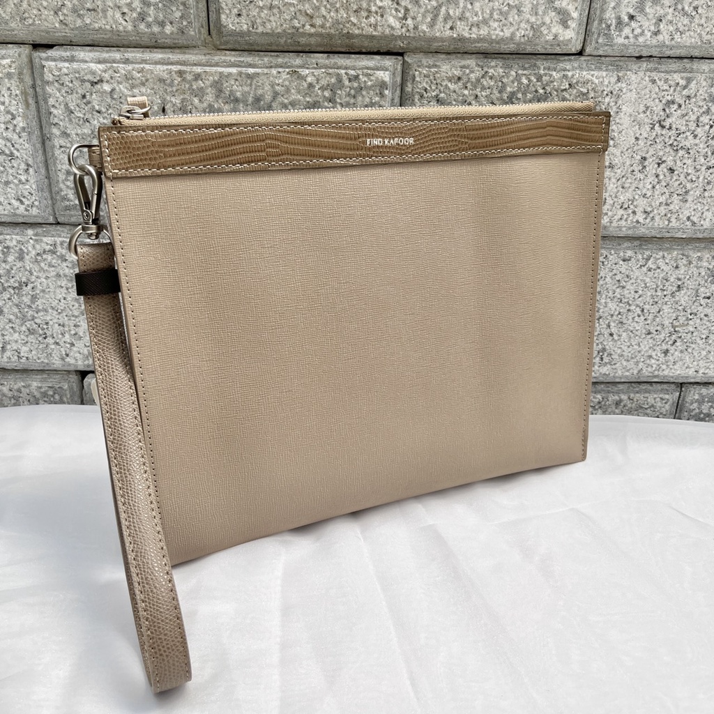 Xắt tay Find Kapoor Clutch 27 Safiano - Cream/Beige/Gray