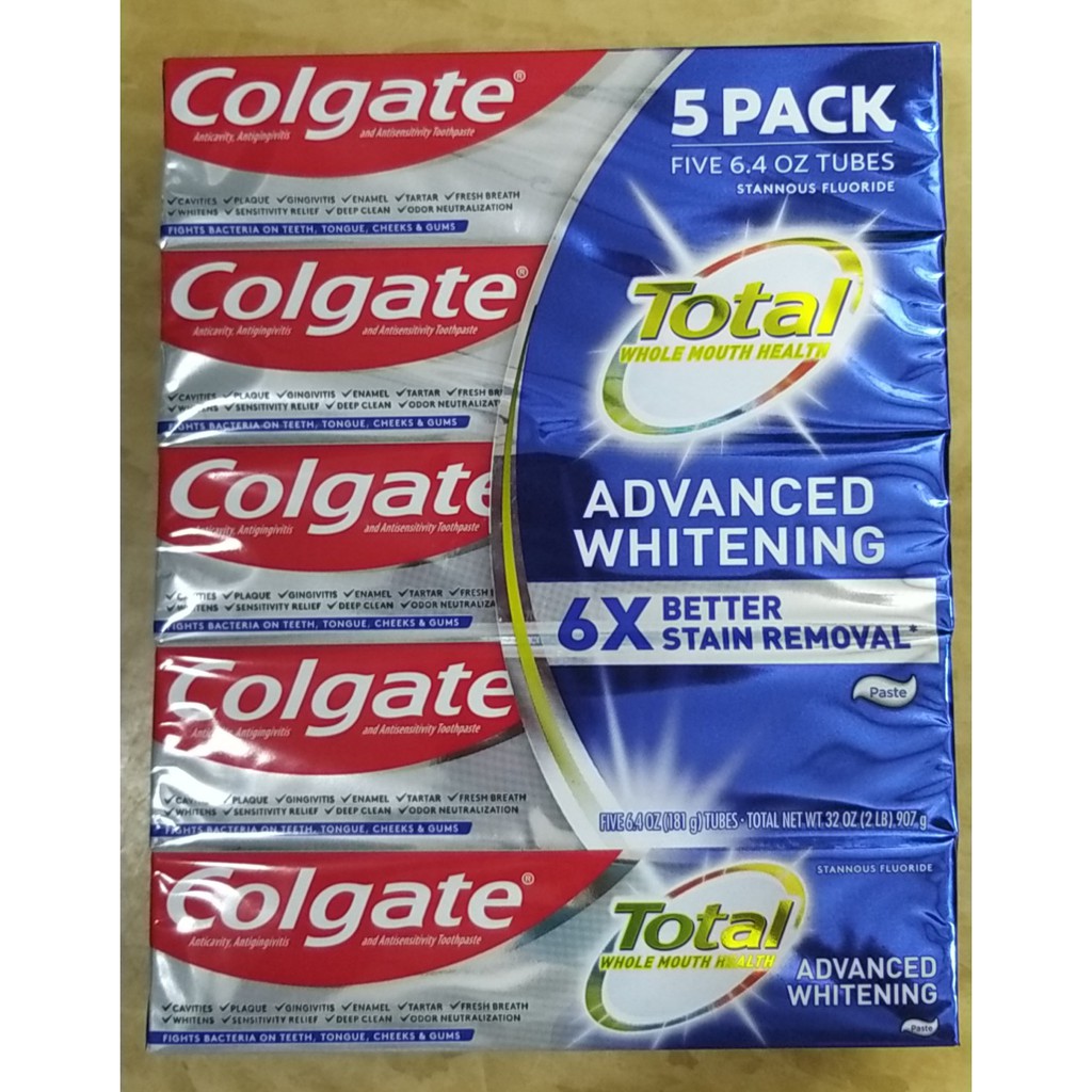 Kem đánh răng Colgate Total whole mouth health  Advanced Whitening 181g của Mỹ