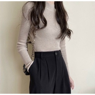 Áo Len Cao Cổ Nữ - Áo trơn body dài tay cổ 3 phân dáng ôm, thiết kể đơn giản, cá tính | BigBuy360 - bigbuy360.vn