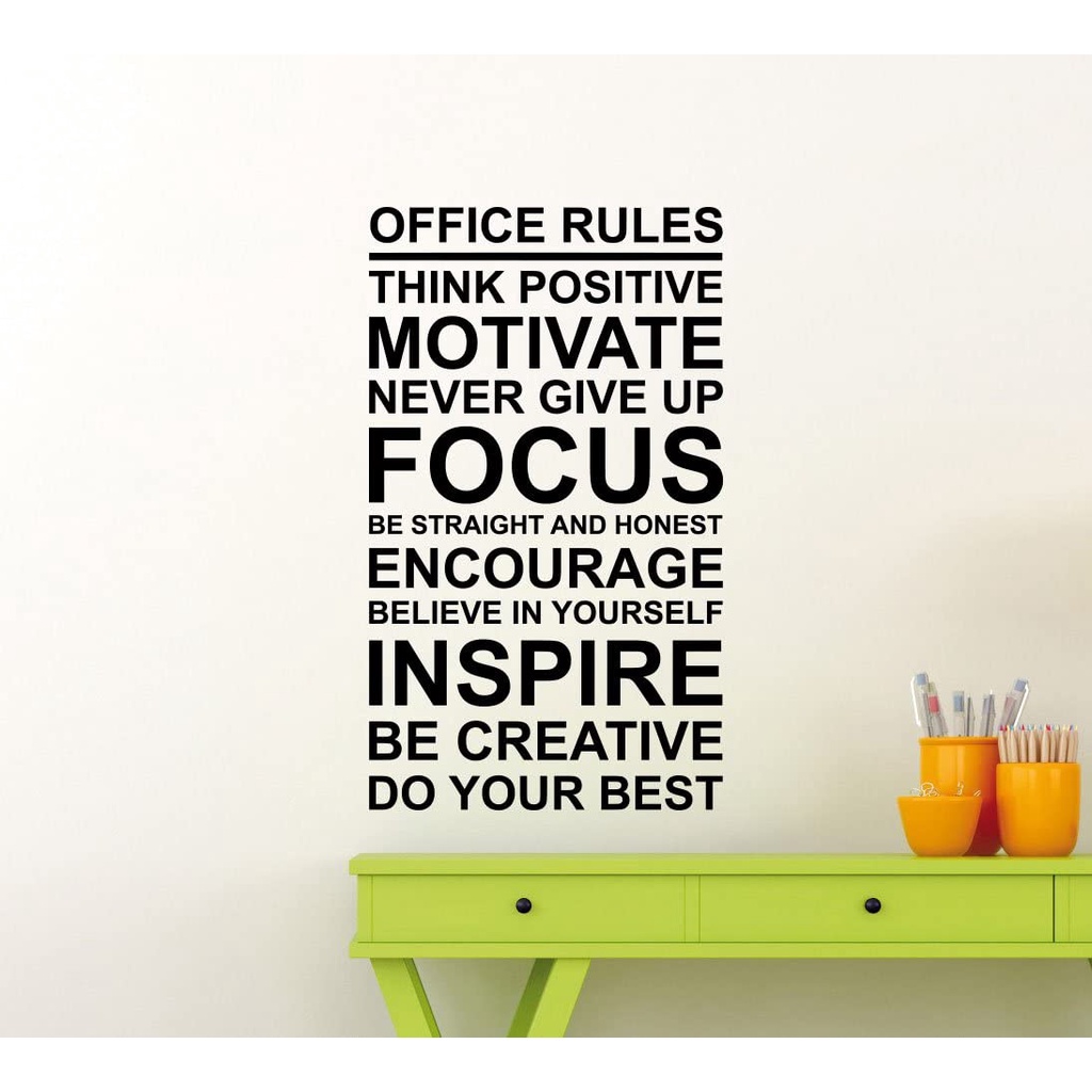 Decal dán tường tiếng anh trang trí văn phòng &quot;Office Rules&quot; (45 x 80 cm)