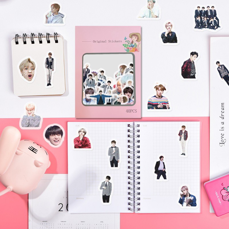 Set 39 sticker dán trang trí in hình thành viên nhóm BTS
