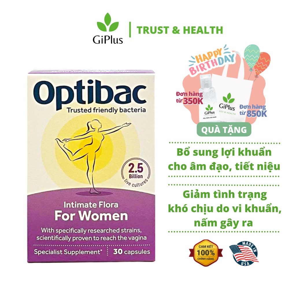 Viên Uống Men Vi Sinh Dành Cho Phụ Nữ Optibac Probiotics Intimate Flora For Women (30 Viên/Lọ)