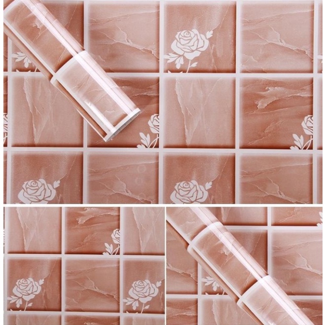 Decal tráng nhôm dán bếp ĐÓA HỒNG NÂU khổ 60cm có keo sẵn - giá bán 1 mét