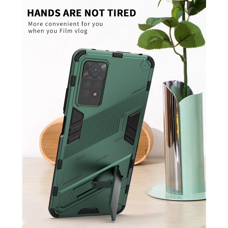 Ốp Điện Thoại Cứng Kiểu Giáp Chống Sốc Khung Mềm Có Giá Đỡ Thời Trang Cho Xiaomi Redmi Note 11 Note11 Pro Note11Pro Note11S