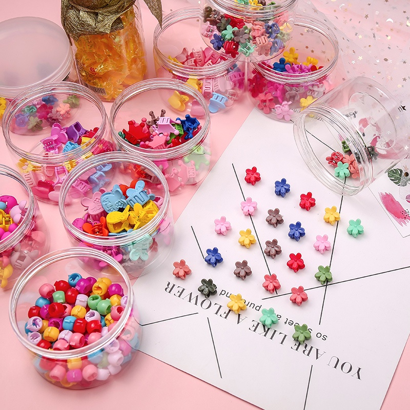 Set 50 / 60 / 100 Kẹp Tóc Hình Bông Hoa Nhiều Màu Sắc Dễ Thương Cho Bé Gái