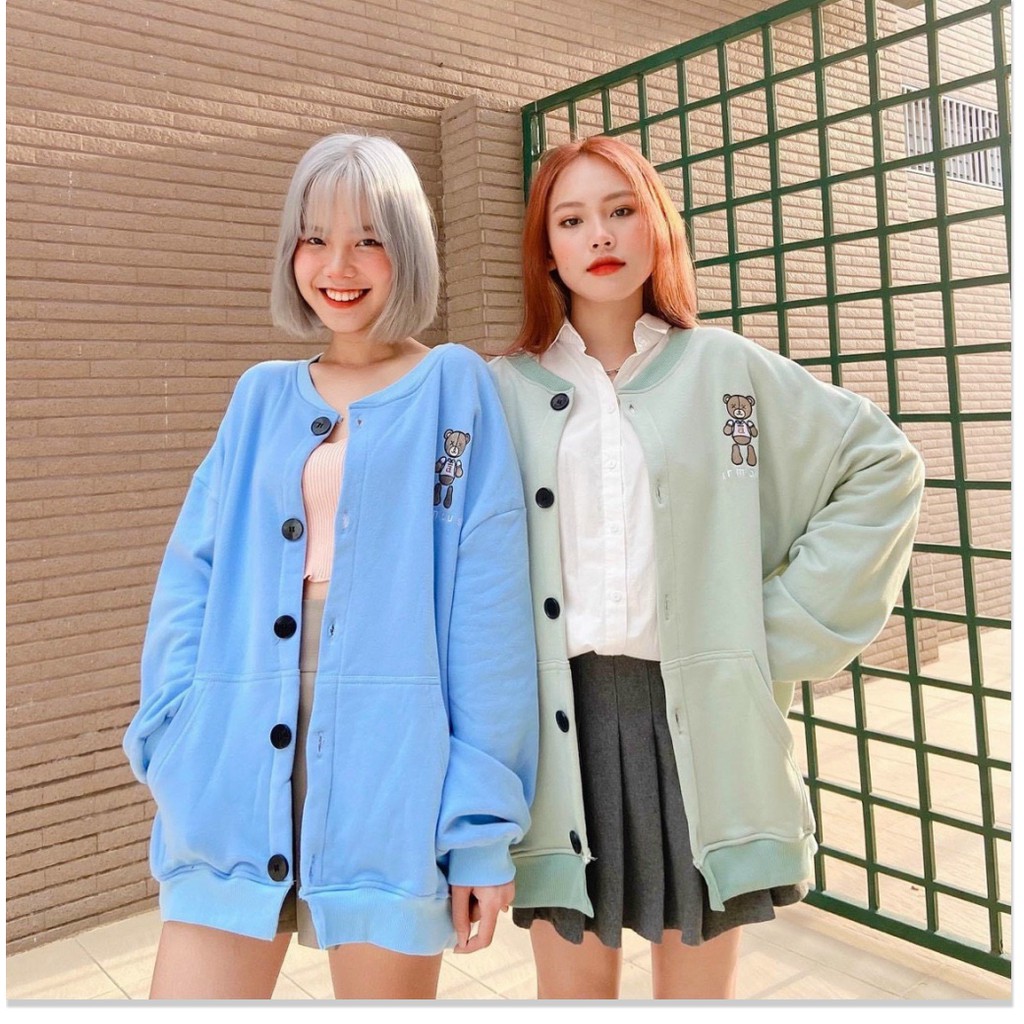 Áo khoác nỉ nữ cực xinh , nút cúc form rộng cực đẹp , phong cách HÀN QUỐC hot 2021