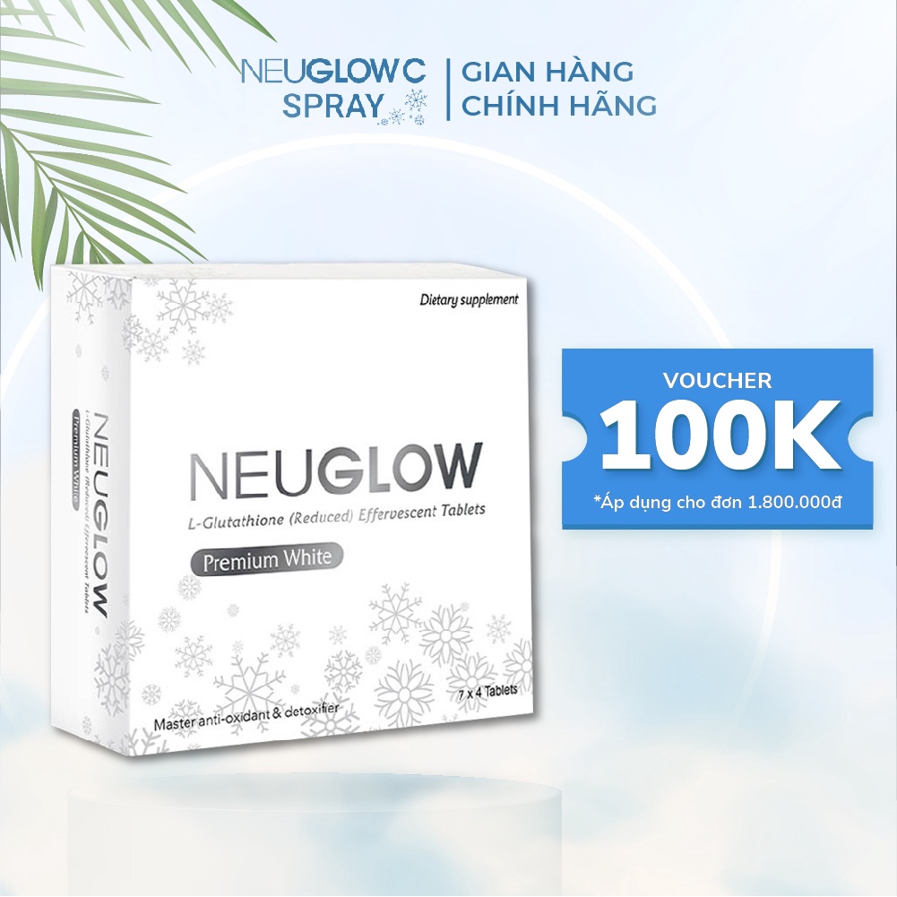 Hộp viên uống trắng da NEUGLOW 185 gram tái tạo collagen dưỡng sáng căng mịn hương trái cây