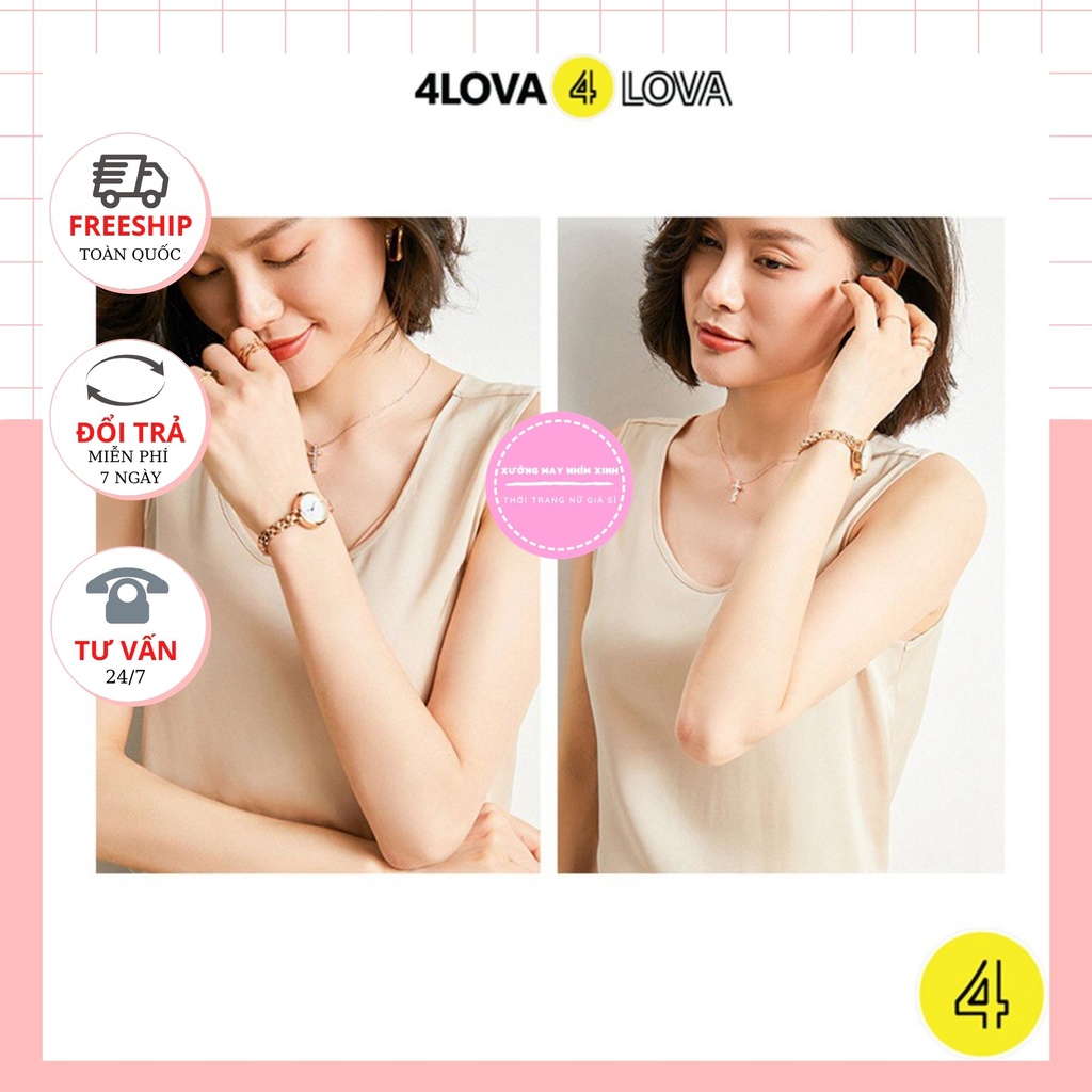 Áo Sát Nách Nữ Cổ Tròn Chất Lụa Satin 5 Màu Cao Cấp Phong Cách Hàn Quốc Mặc Ở Nhà Đi Chơi, Đi Tiệc