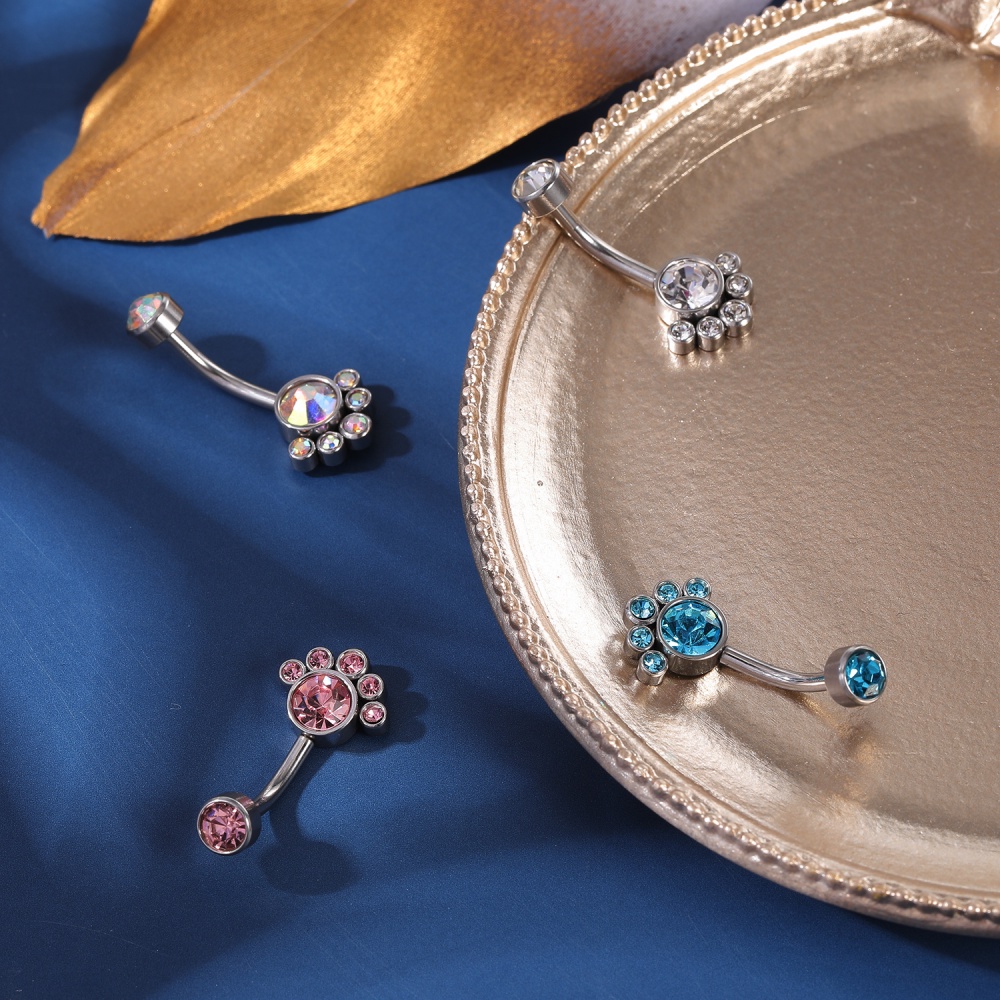 Khuyên rốn bằng thép không gỉ đính đá 4 màu với 11 kiểu tùy chọn hợp thời trang