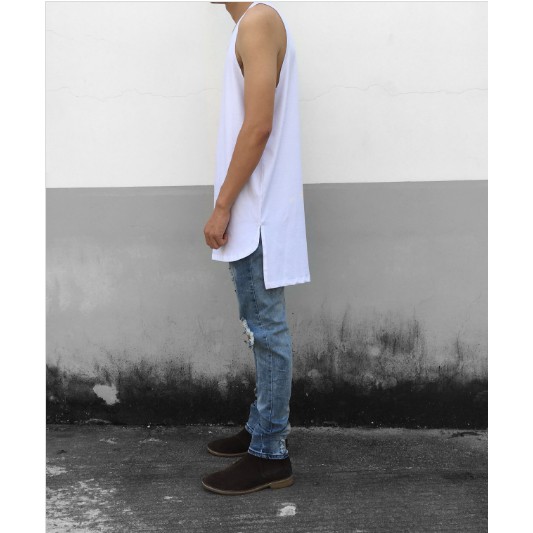 Áo tanktop layer form dài - Áo tank top unisex trắng/đen