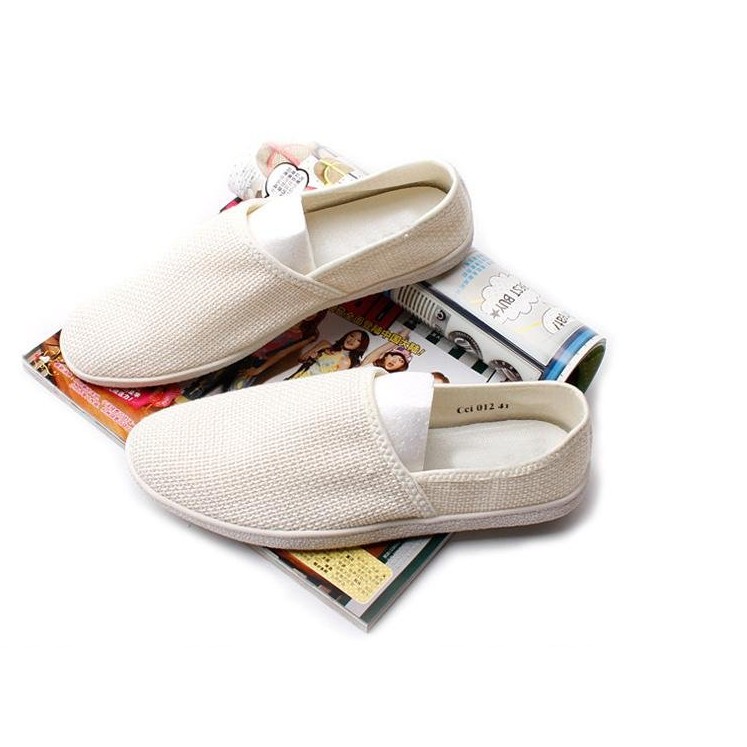 Giày lười nam L48, giày vải slipon sợi Canvas màu trắng trơn phong cách độc đáo, cá tính | BigBuy360 - bigbuy360.vn