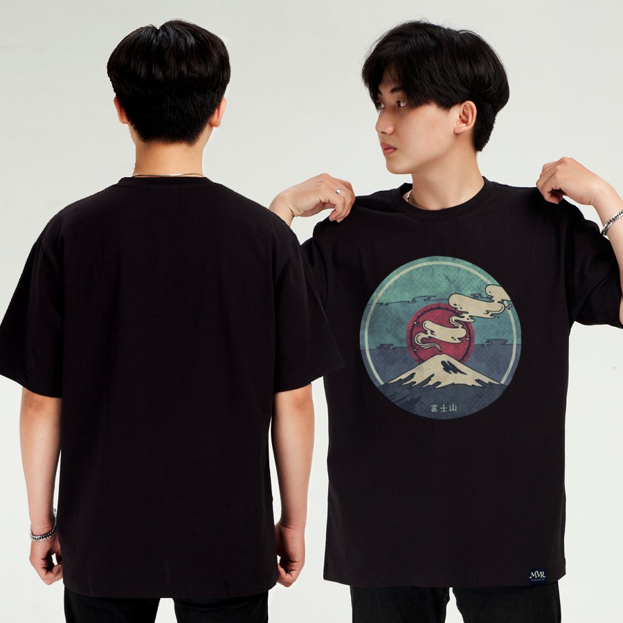 Áo thun form rộng phông cotton unisex nữ nam núi Nhật Bản mặt trời mọc MVR KK3985