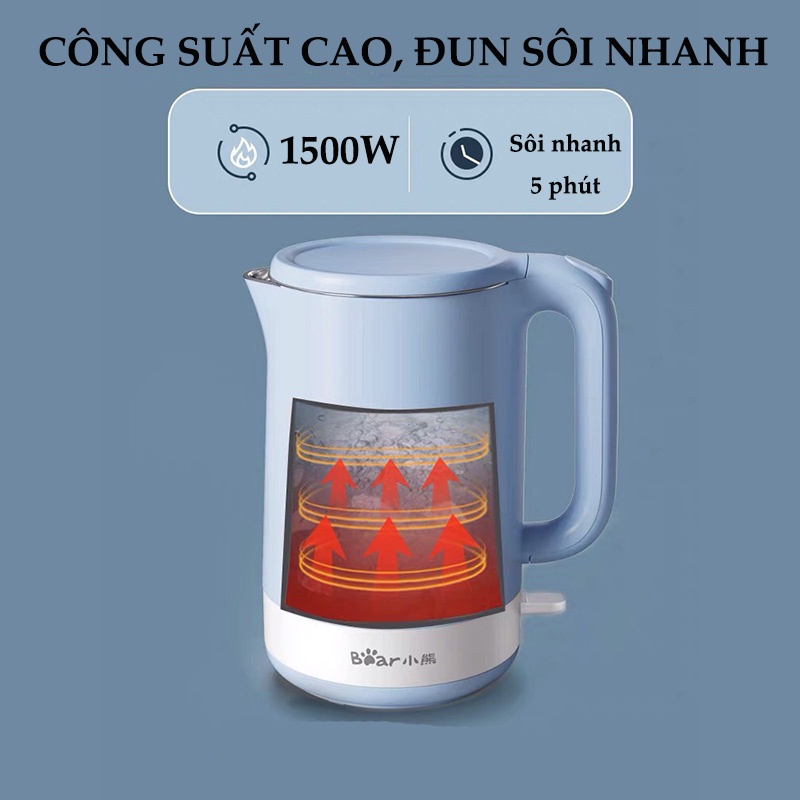 Ấm Đun Siêu Tốc Ấm Đun Nước Siêu Tốc Chính Hãng Bear dung tích 1.5L