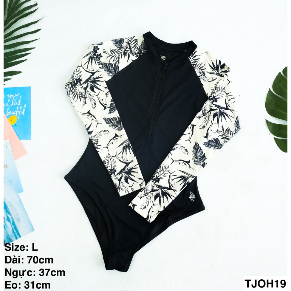 Áo bơi liền quần 1 mảnh dài tay kín đáo sexy quyến rũ, hoạ tiết cực xinh - TJO Việt Nam