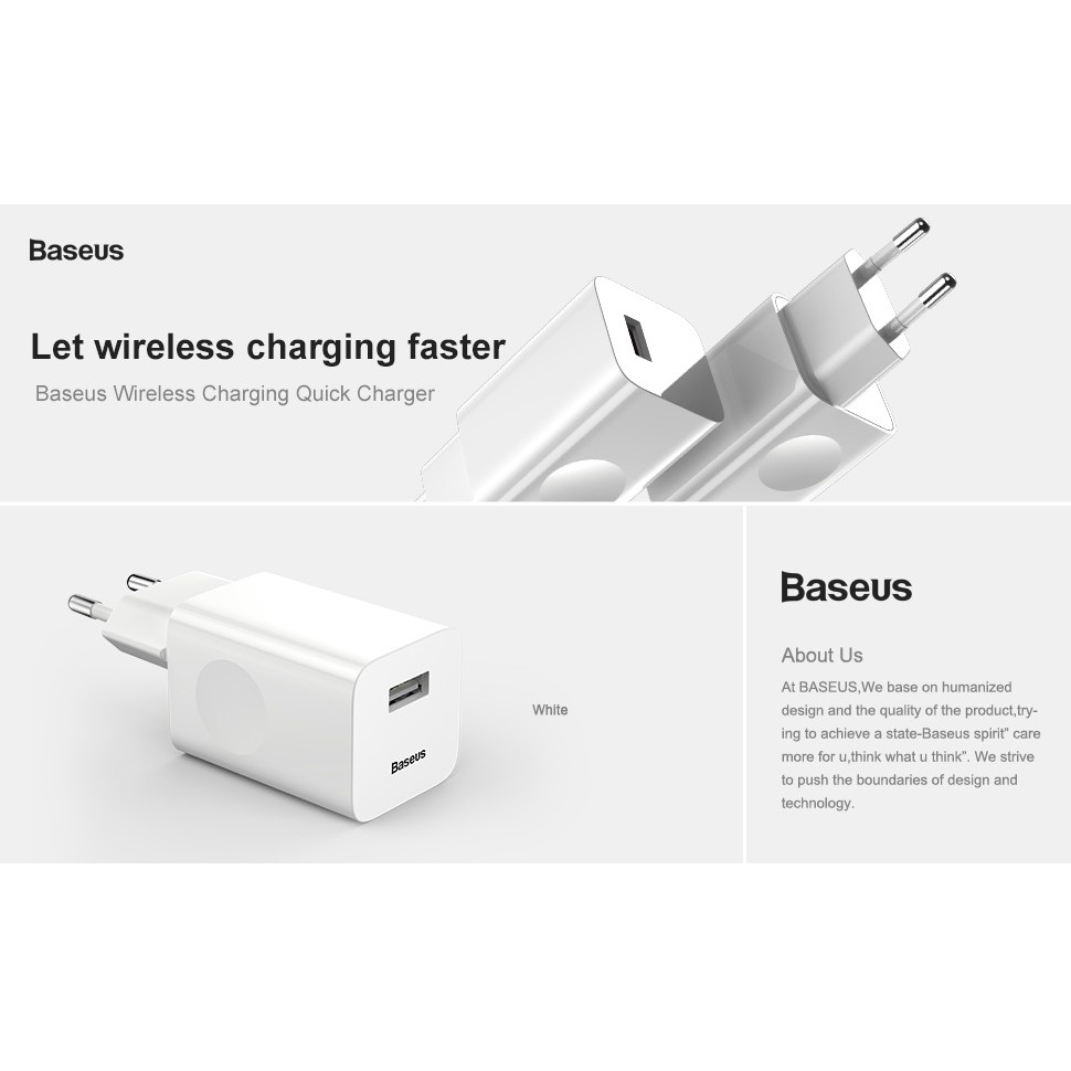 Cốc  sạc Siêu nhanh 24W Baseus Quick Charge  5V/3A cổng USB cho Smart phone - CCALL-AX02 cho Iphone,samsung ,xiaomi