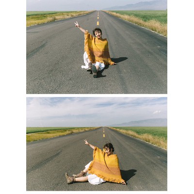 Cardigan len dáng choàng cape tông vàng mù tạt - MS030 (Có ảnh thật) | BigBuy360 - bigbuy360.vn