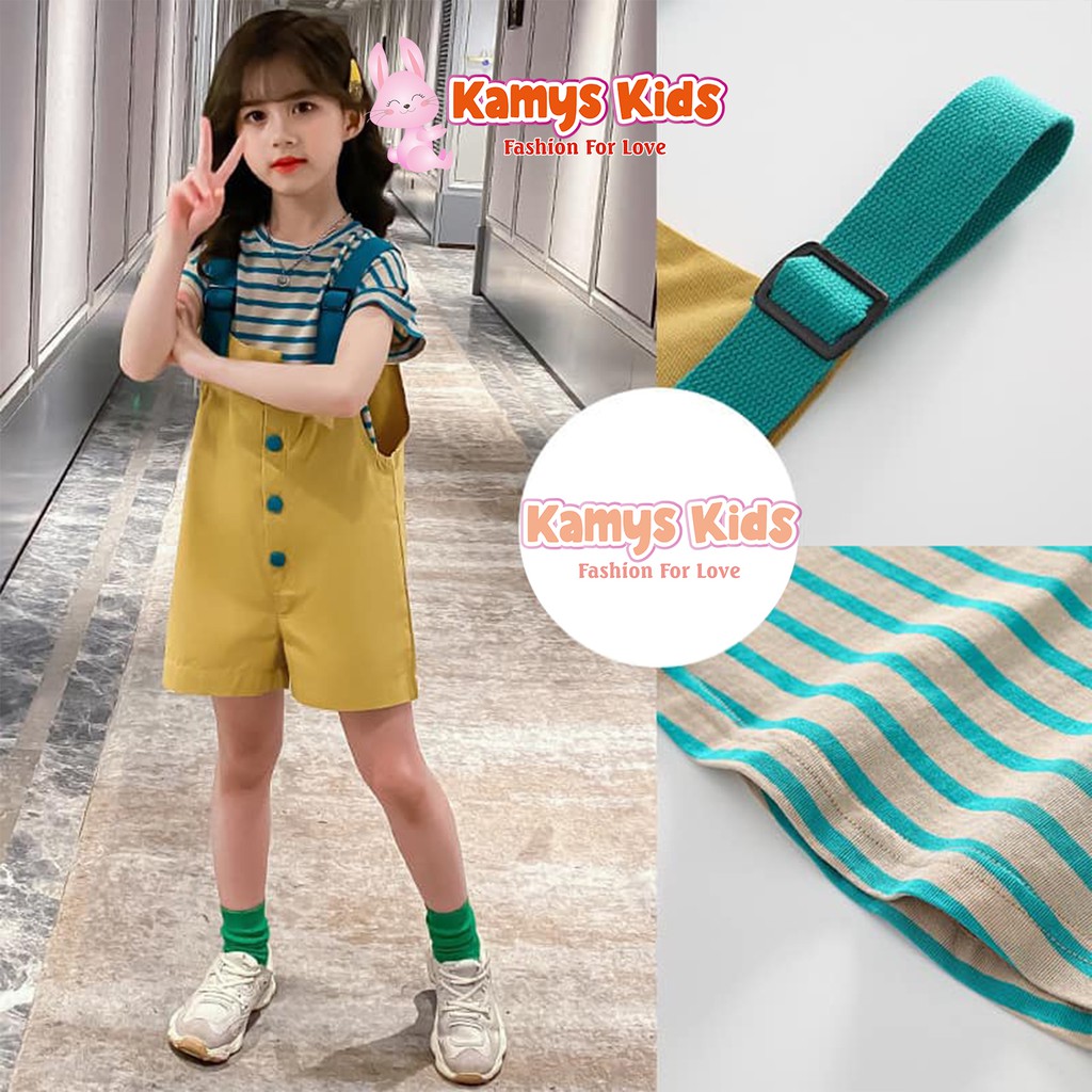 Bộ quần yếm áo cộc tay trẻ em KAMYS KIDS dễ thương cho bé gái từ 15-40kg