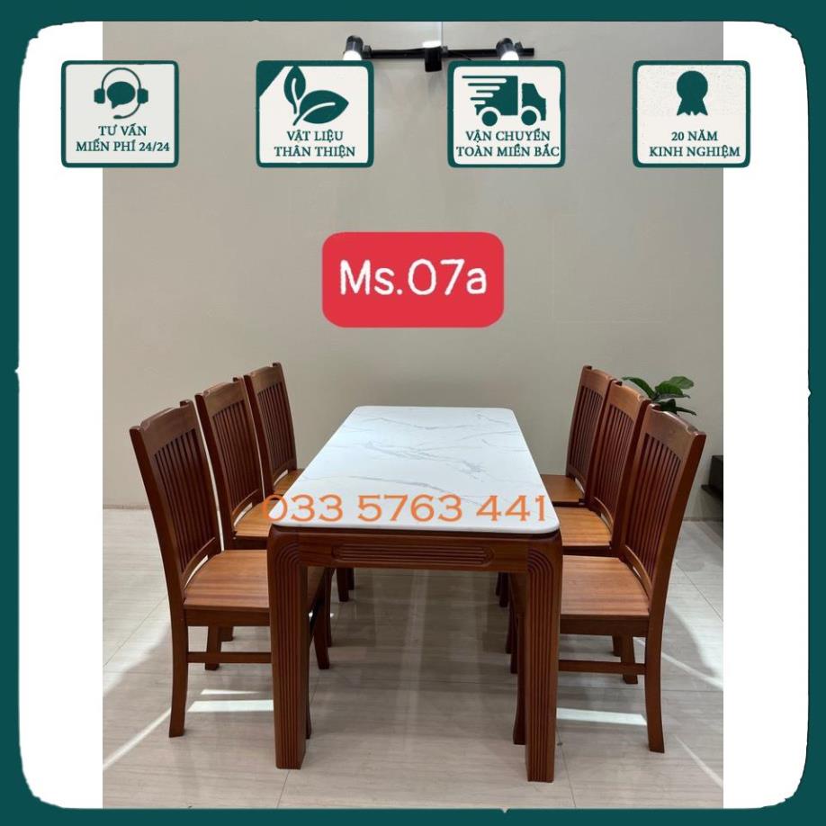 Bộ bàn ghế ăn 6 ghế cao cấp gỗ xoan đào bền cùng năm tháng
