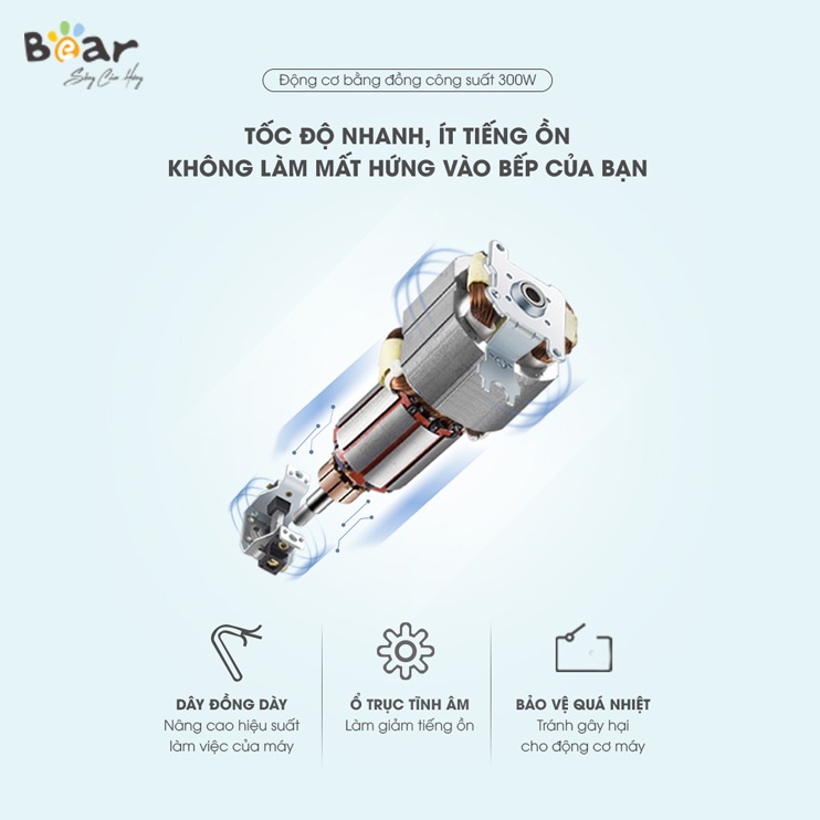 (BẢO HÀNH 18 THÁNG) Máy xay thịt Bear 2L QSJ-B20Q1 Tích hợp 2 mức xay mức xay thực phẩm mềm và xay thực phẩm rắn, dẻo